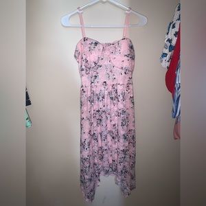 Pink floral print dress